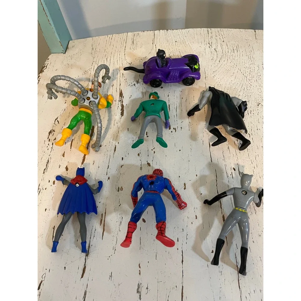 Vintage DC Marvel Action Figure Lot Batman Spider-Man Batgirl‎ Riddler 90s Toys